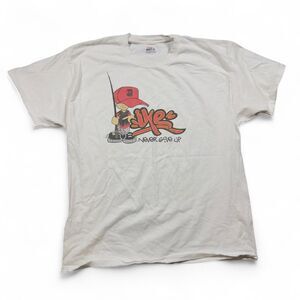 Hanes Beefy-T IKE “Never Give Up” T-Shirt Men XL White 2000s Graphic Tee